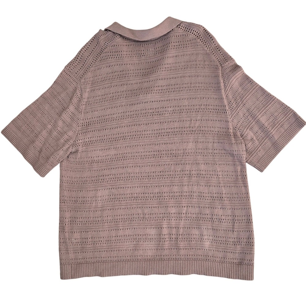 Abercrombie & Fitch Polo Shirt Mens XXL Brown Retro Pointelle Knit Johnny Collar - Picture 6 of 7